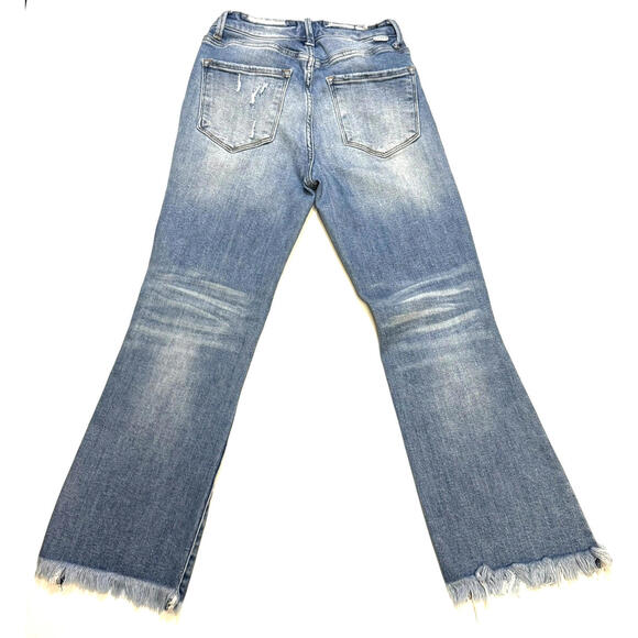 Women's Risen Flared Jeans juniors size 1 inseam 25 ripped & distressed Y2K - Picture 2 of 7